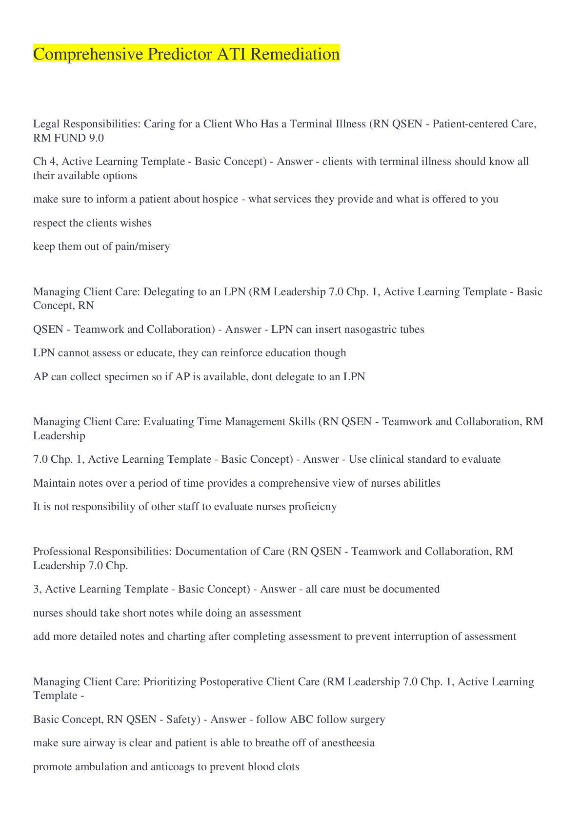 Preview image for Comprehensive Predictor ATI Remediation Q&A 2022/2023